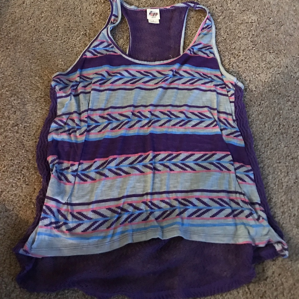 Purple Mesh Back Tank Top