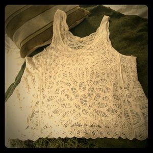 Pretty, cream-colored, lace tank top by Naber XL