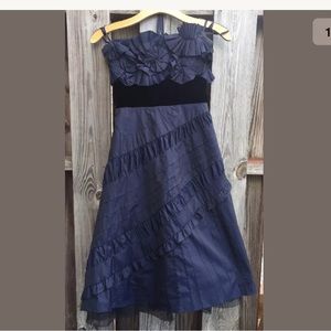 BCBG Max Azria 8 Cocktail Dress Strapless Ruffles