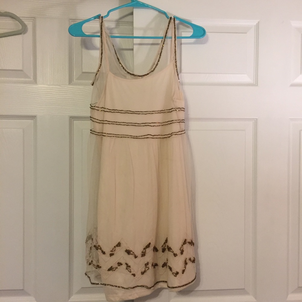 Ivory beaded babydoll dress NWT Small