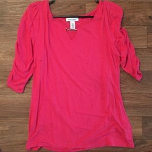White House Black Market Bright Pink 3/4 Sleeve