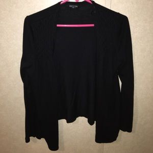 Black Cardigan With Knit Detail