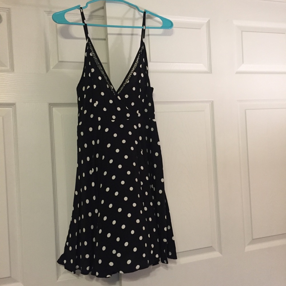 B&W spaghetti strap A-line dress polka dots - NWT!