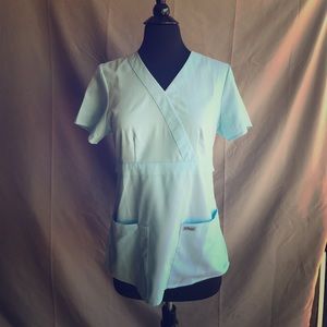 Greys Anatomy sky blue 3 pocket mock top