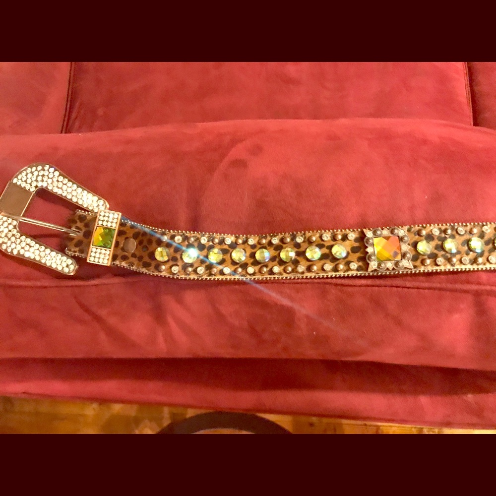 💥Sale $12 Belt Leopard Skin Leather Western