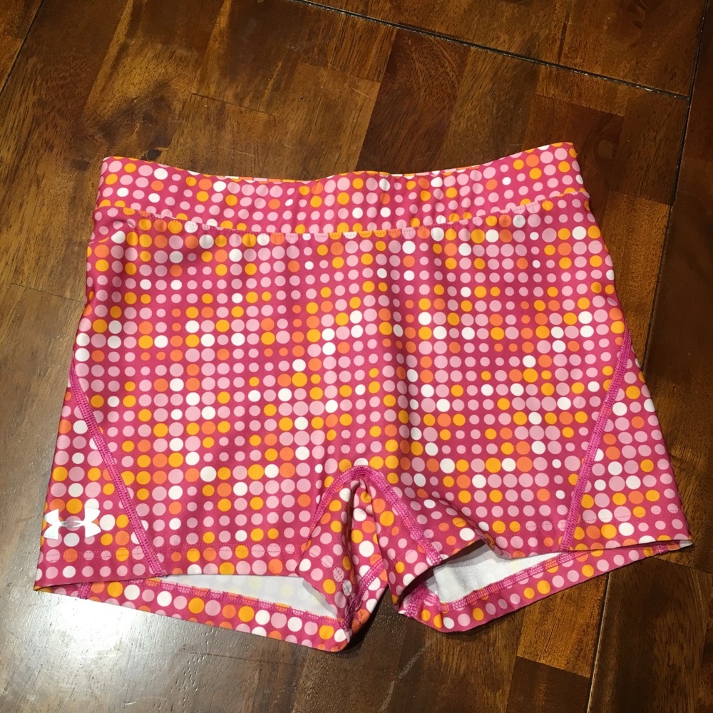 Under Armour heat gear pink polka dot shorts