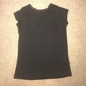 Girls Black Short Sleeve T-Shirt With Pocket