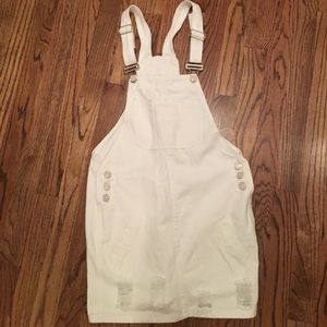 White denim overall dress
