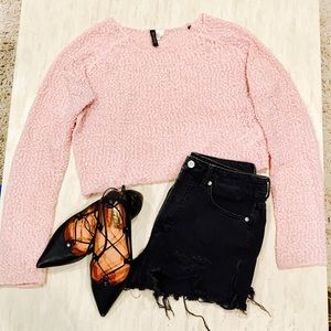H&M Pink Puffy Cropped Sweater