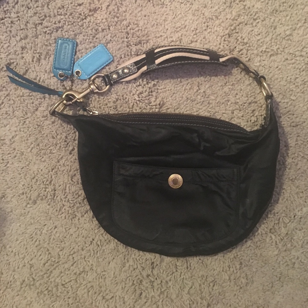 Coach black nylon shoulder bag