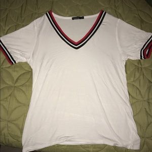 White Tee with Black and Red Outline