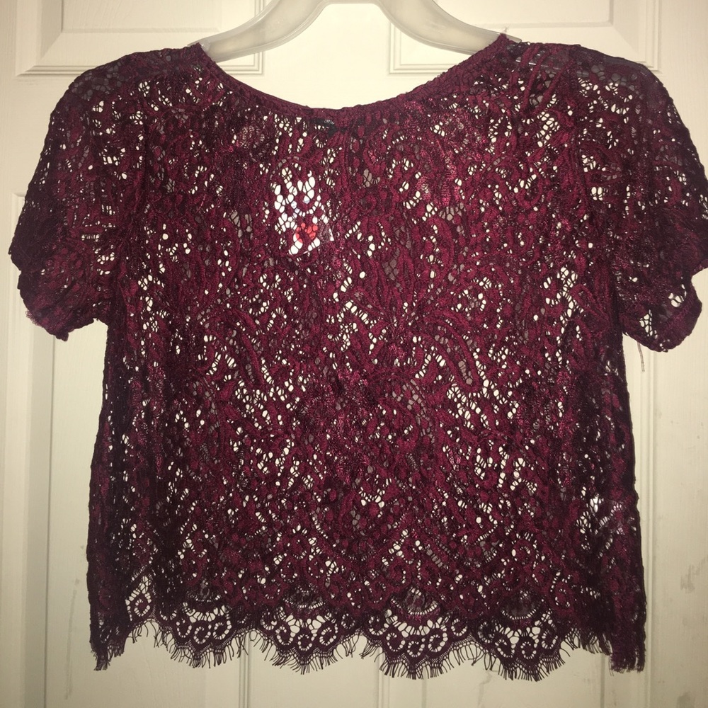 Burgundy/ Wine Lace Crop Top. (NWT)