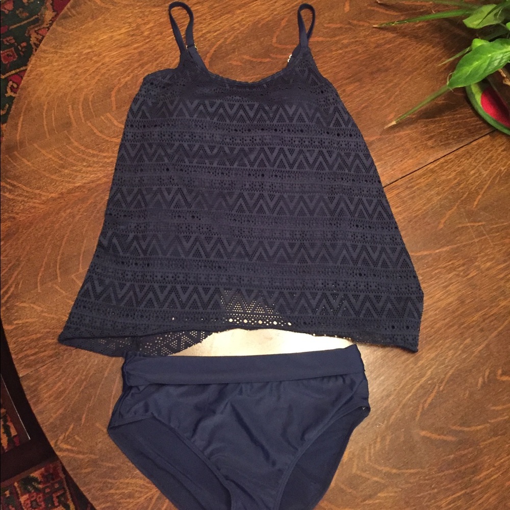 NEW navy crochet tankini