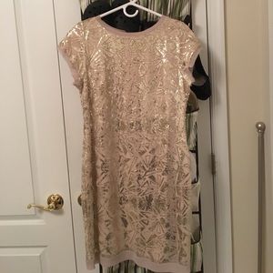 Gold sequin dress with cap shoulder sleeves