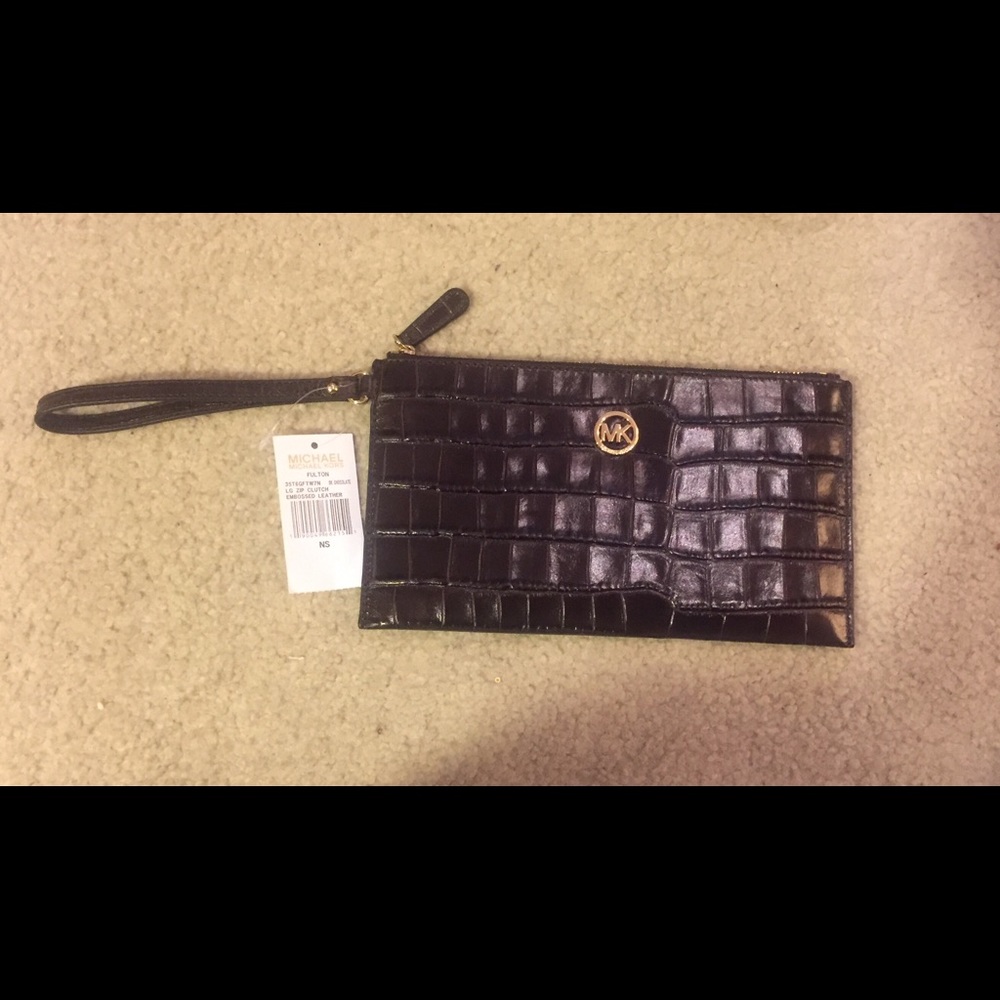 Micheal Kors Large Embossed Leather Clutch
