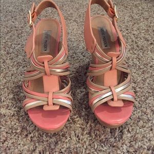 Steve Madden wedges pink/tan/gold