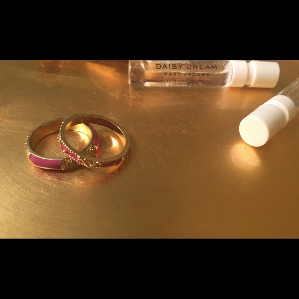 2 Pink + Gold Stackable Rings