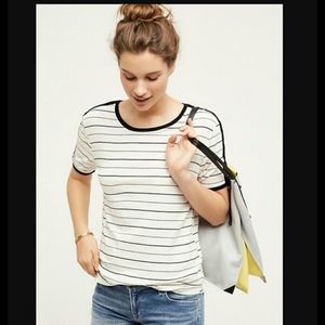 Morgan Anthropologie Postmark Black White Top- Sm