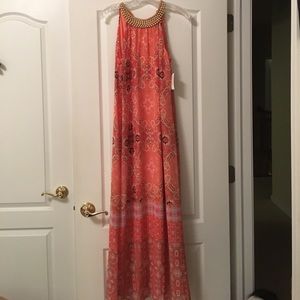Dress Barn maxi dress with attached metal collar