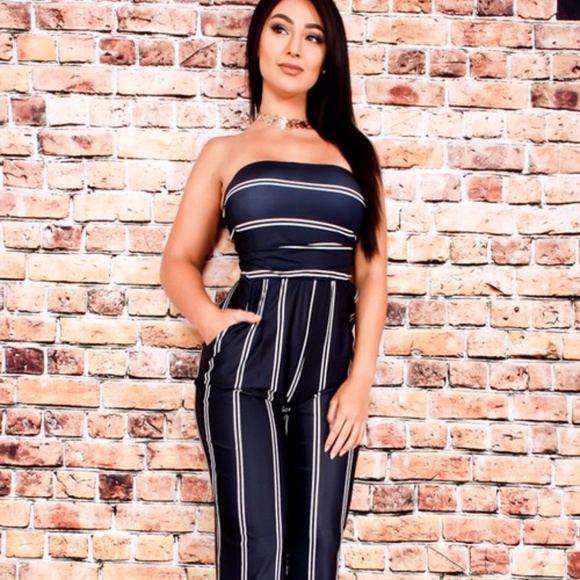 *Last 1* Strapless Striped Jumpsuit - Picture 3 of 6
