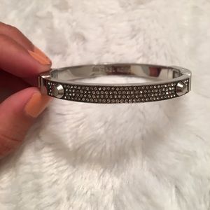 Michael Kors Silver Pave Stone Hinge Bracelet