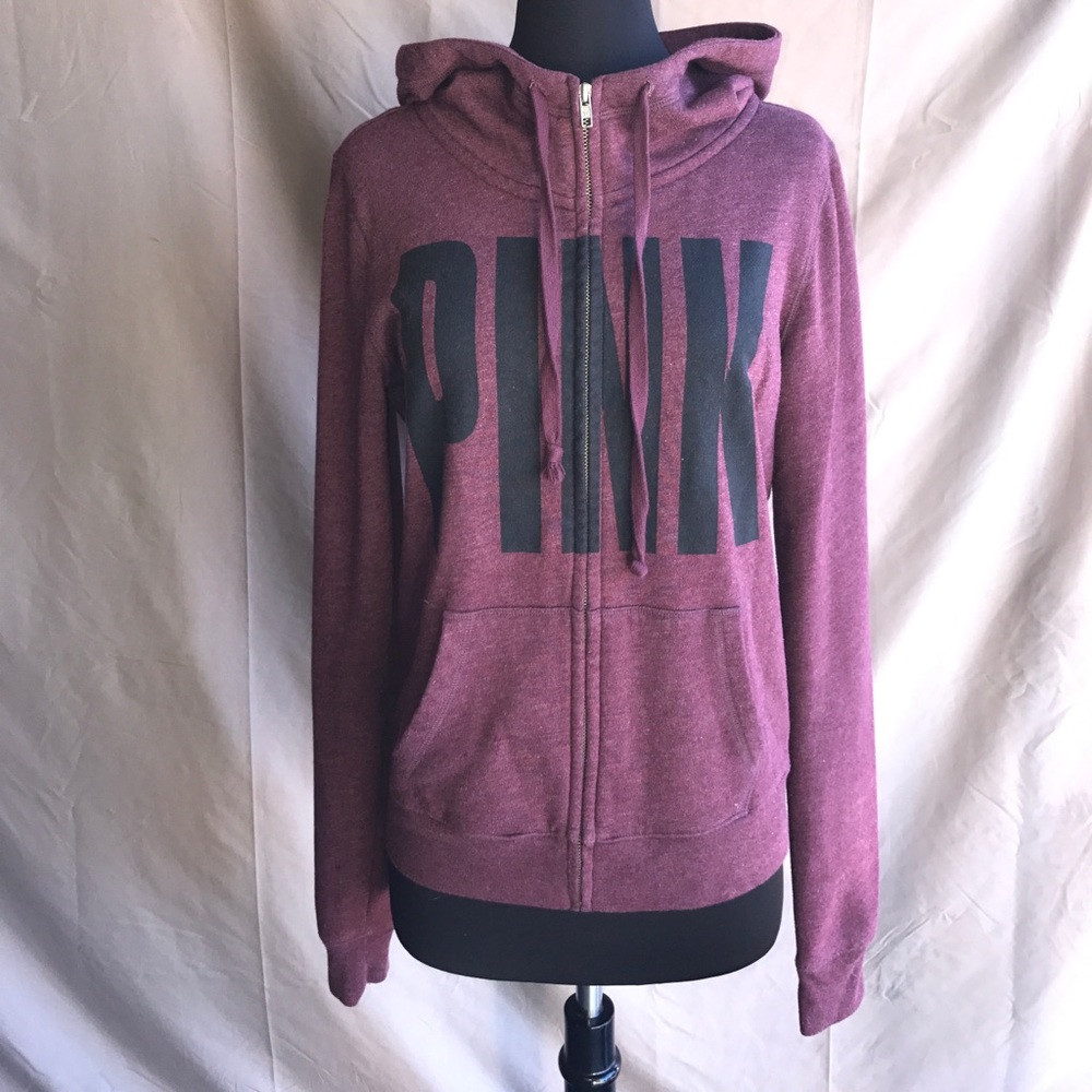 Victoria's Secret Pink maroon cowl neck zip up