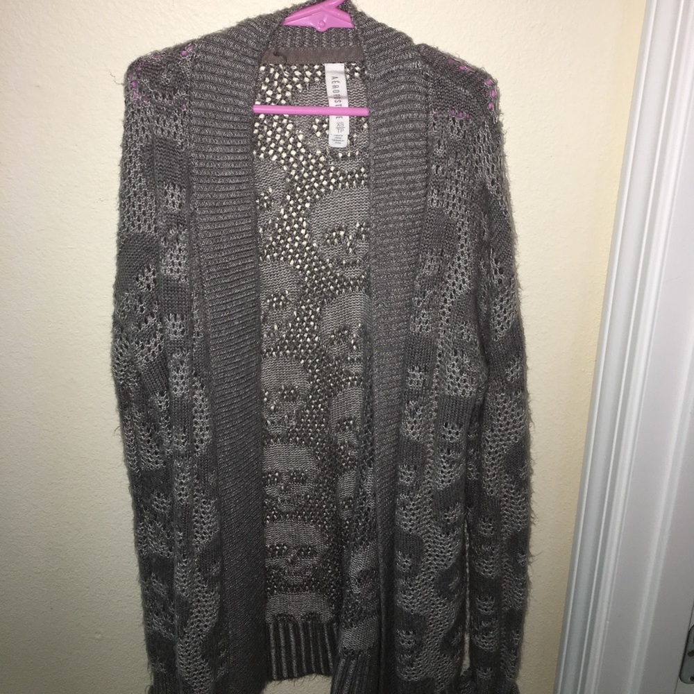 Aeropostale Skull Sweater Cardigan
