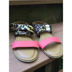 Pink and cheetah combo thick strap sandals