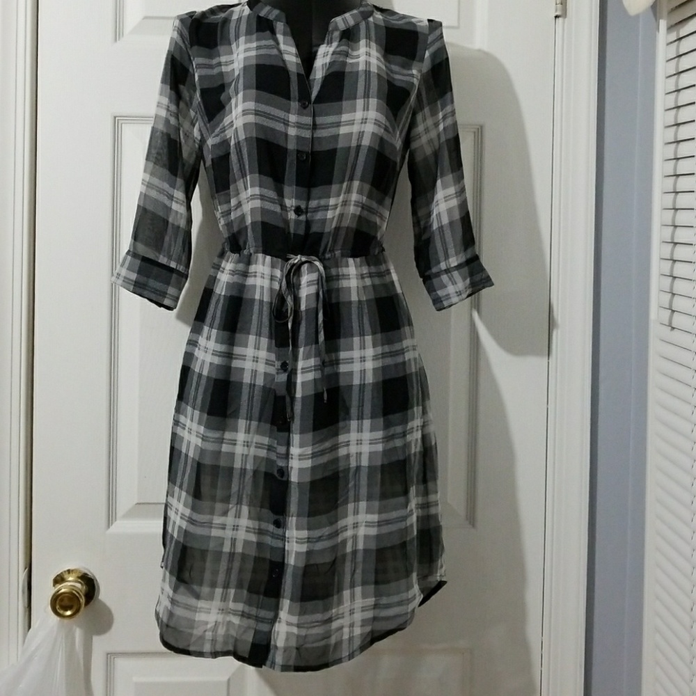 sheer plaid tunic