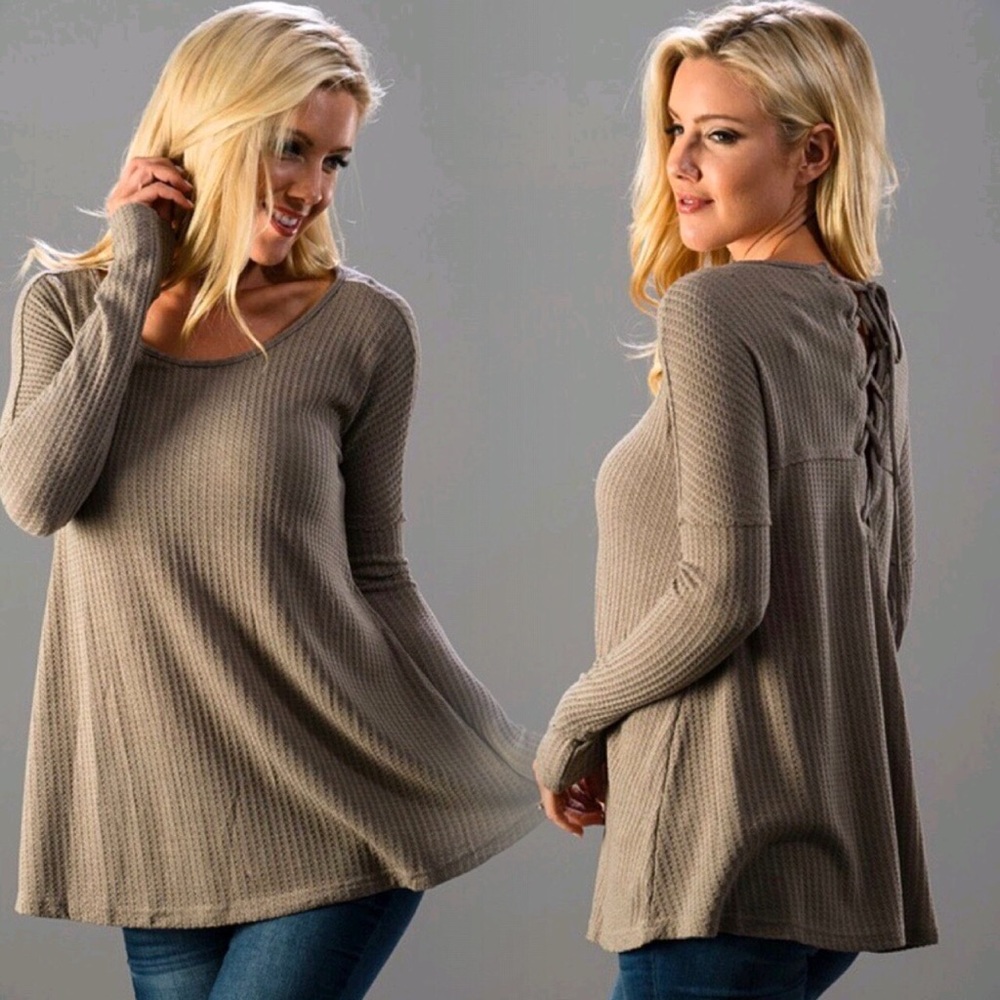 💥LAST ONE💥Mocha• lace up long sleeve