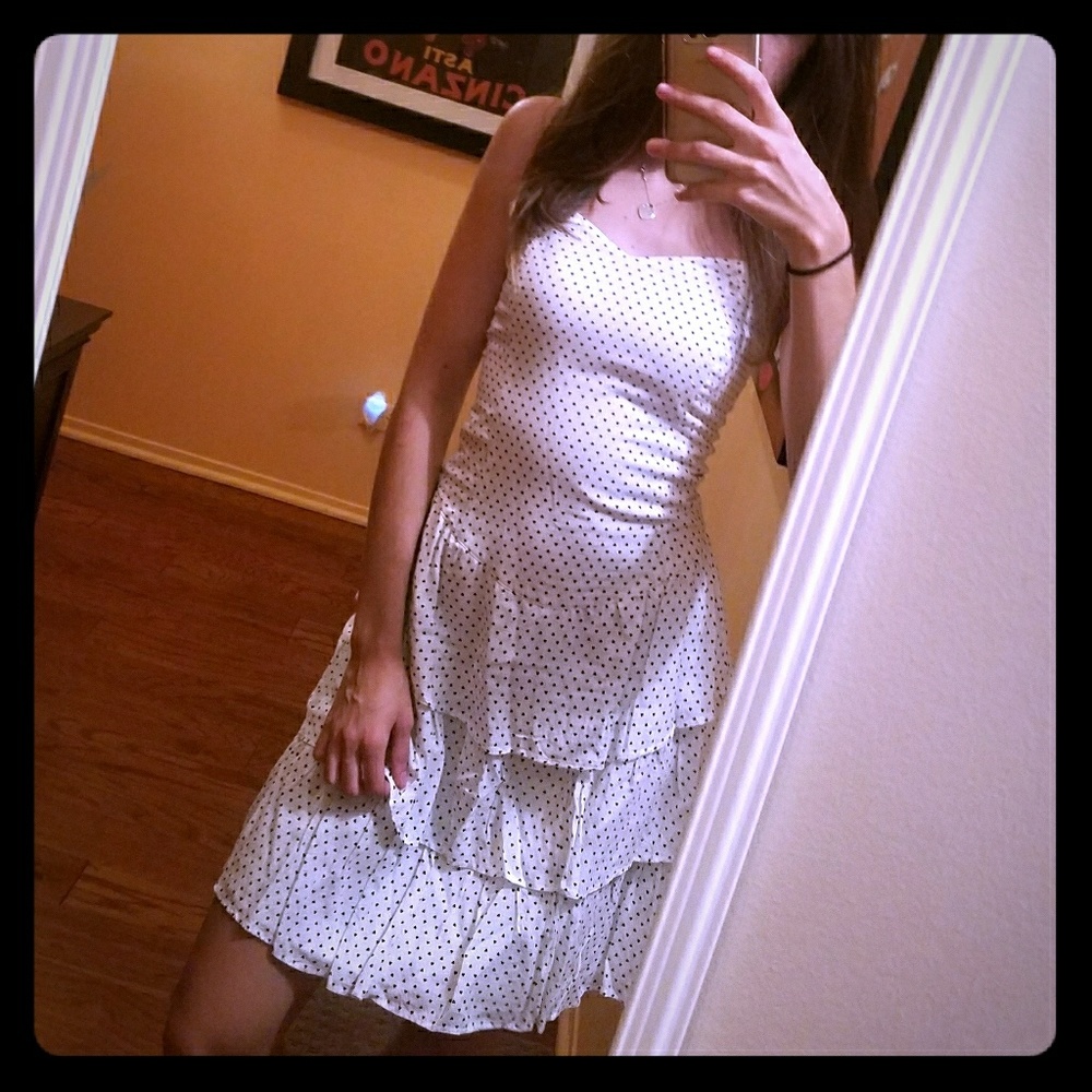 White Layered Skater Dress with Hearts
