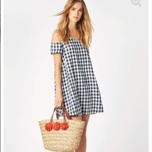 Cold shoulder gingham dress