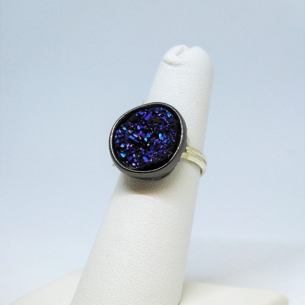 🔴Blue Druzy Adjustable Ring