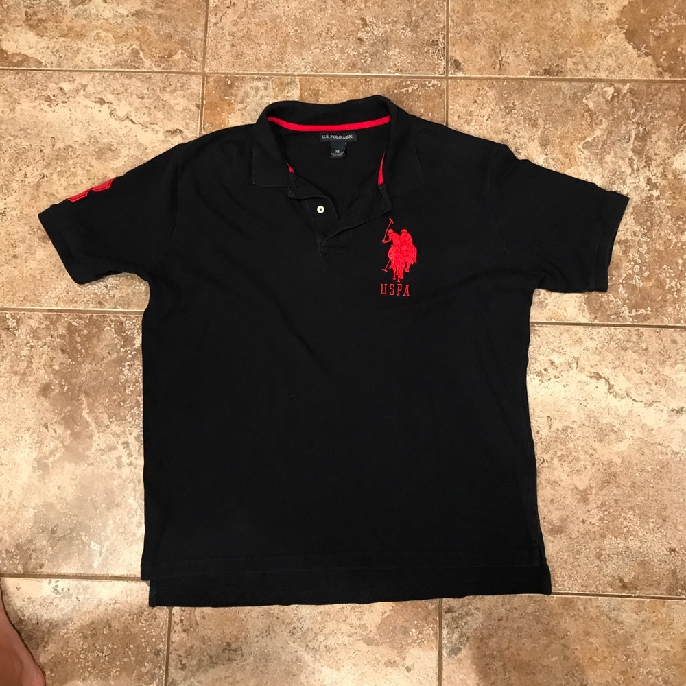 Men's POLO black short sleeved polo shirt, XL