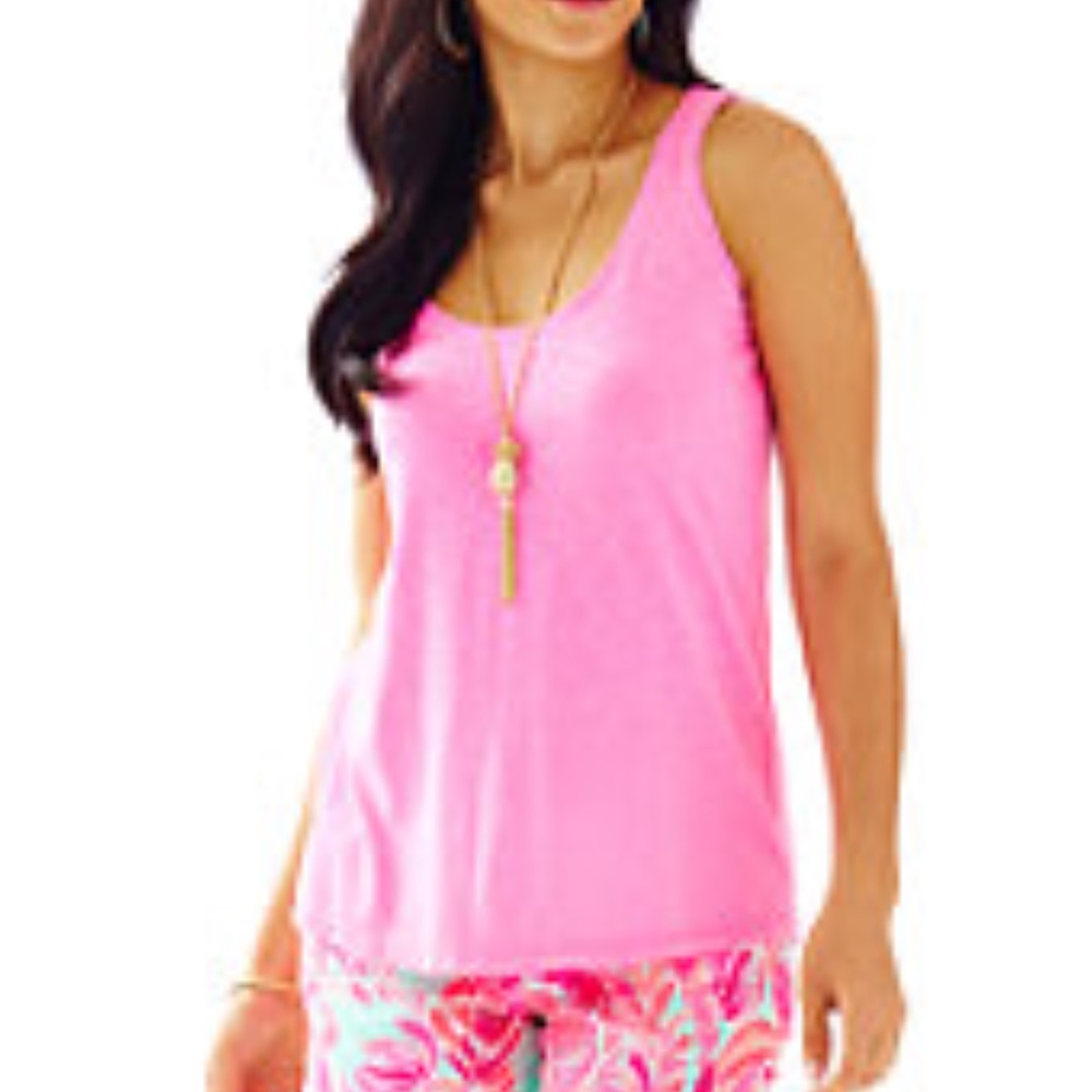 Lilly Pulitzer Liddy Scoop Neck Tank, Pink- Med