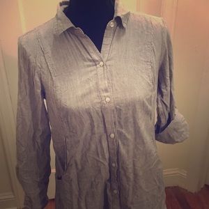 Button down, pinstripe blouse