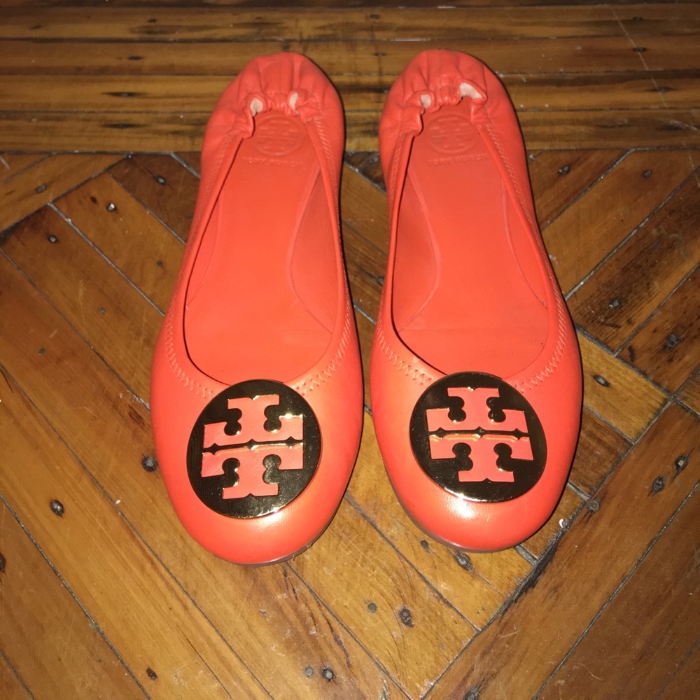 Bright Orange Tory Burch Reva Ballet Flat
