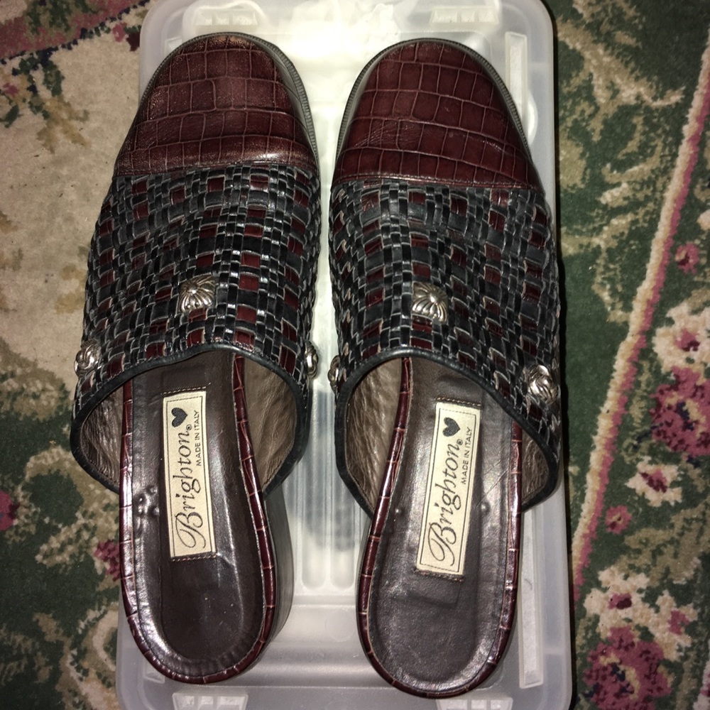 Brighton Stevie Leather Mules Black/Brown