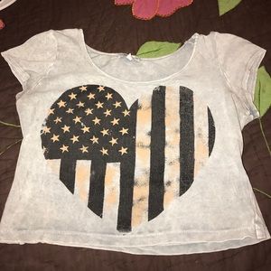 Charlotte Russe American flag cropped tee
