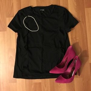 Express Lace Detail Short Sleeve Top