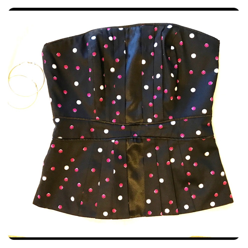 WHBM black patterned bustier