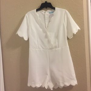 White scalloped romper