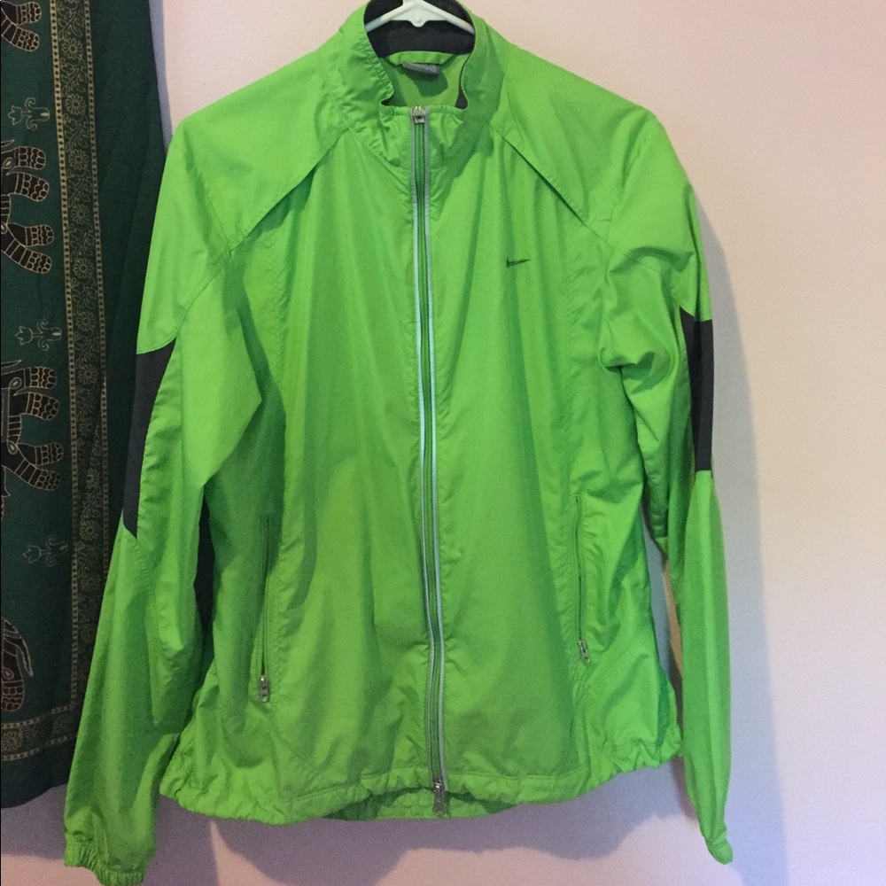 Green running windbreaker