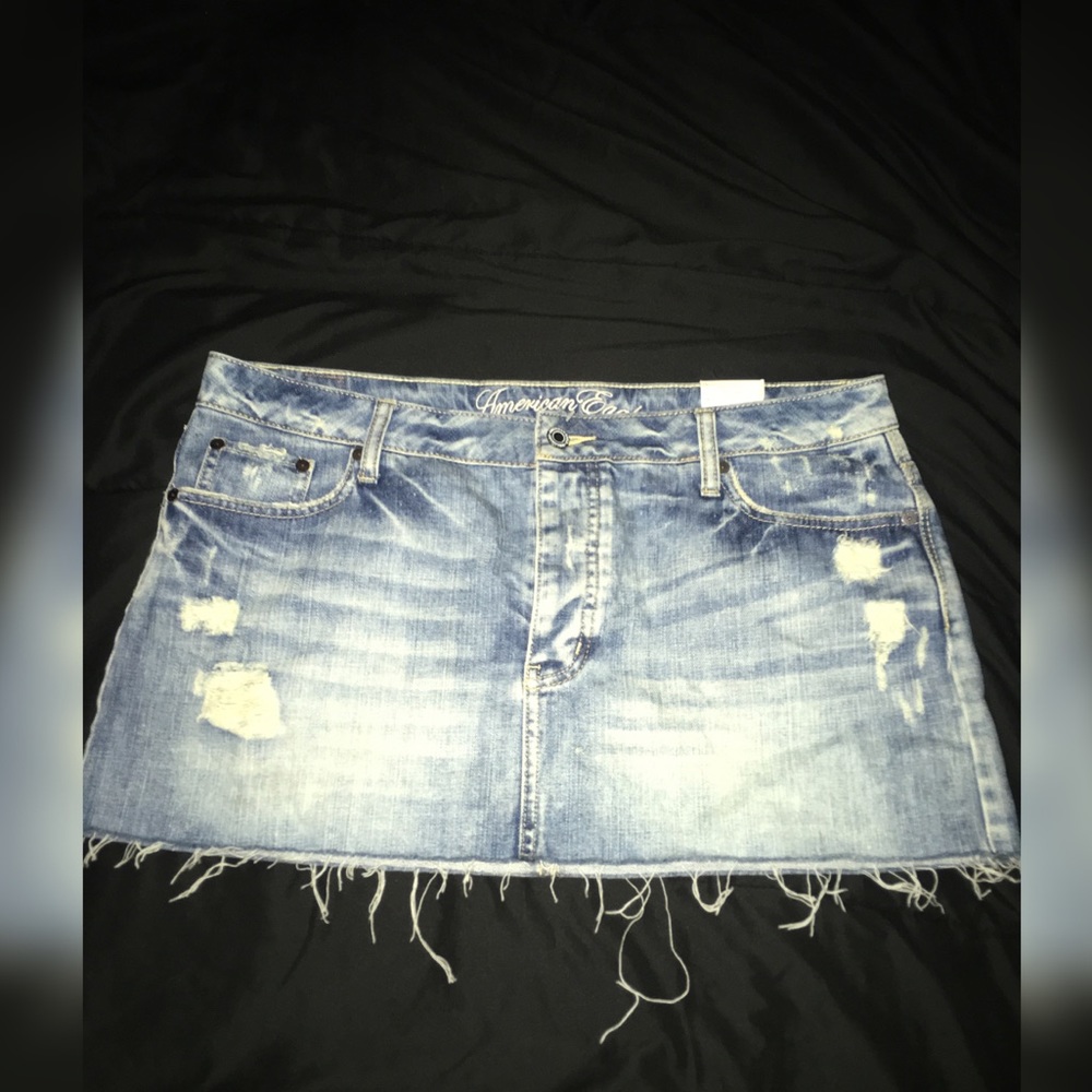 American Eagle Destroyed Denim Mini Skirt