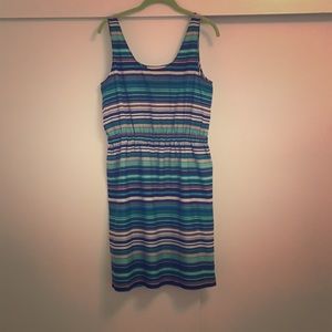 Blue and Green Striped Dress