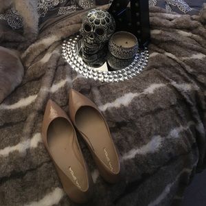 Nude point toe flats