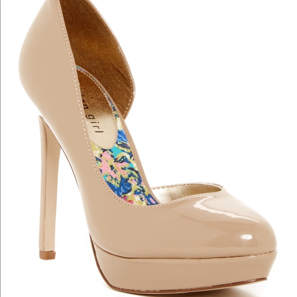 Madden Girl Nude Patent Leather Platform Pump
