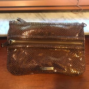 Gold leather handbag