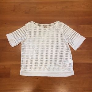 banana republic silky white mesh top medium