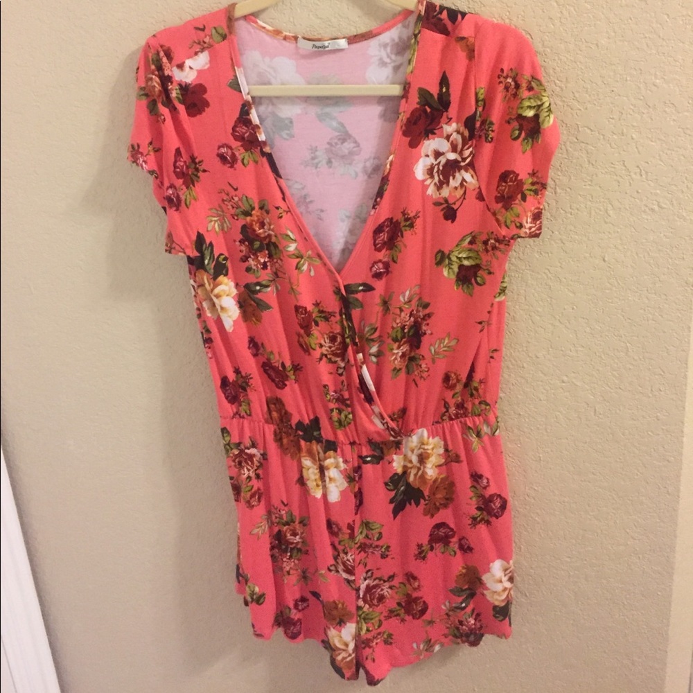 Pink floral romper